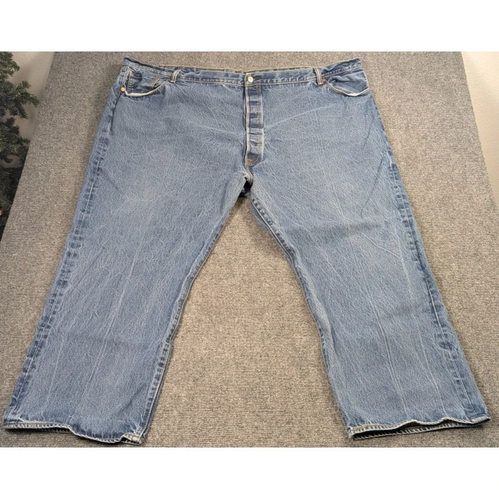 Levis‎ 501 Original Fit Jeans Mens 60x30 Big Tall Button Fly Light Wash Denim
